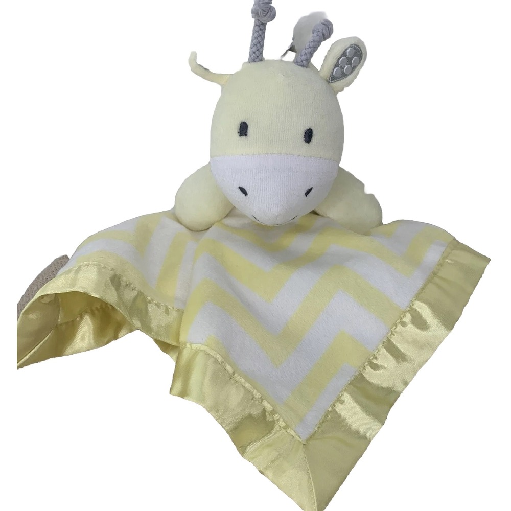 Circo Giraffe Baby Yellow White Chevron Security Blanket Lovey Satin Zig Zag